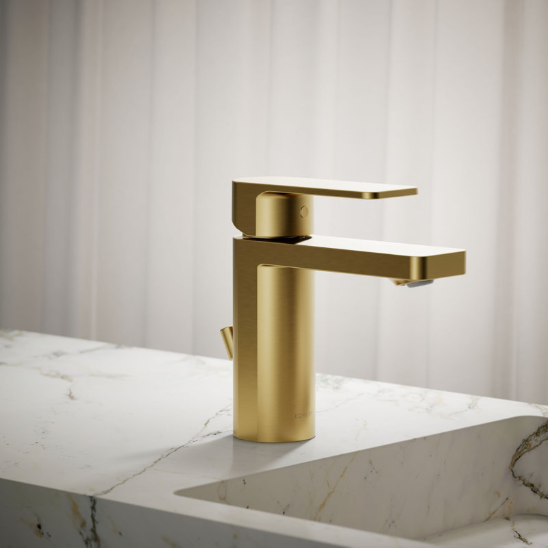 Robinet de lavabo de salle de bain à poignée simple Parallel, 1,0 gal / min, Laiton brossé moderne éclatant