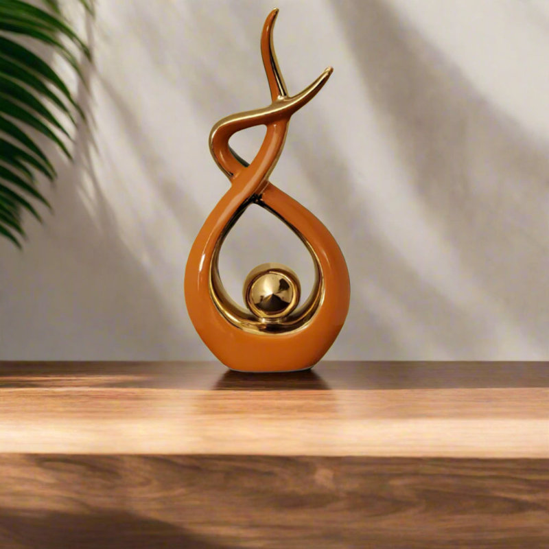 Ember Echoes | Ceramic Mantel, Tabletop & Shelf Accent | Modern Home Decor - Tall, White/Gold