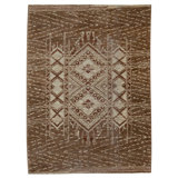 Hand Knotted Wool Area Rug in Ivory And Brown