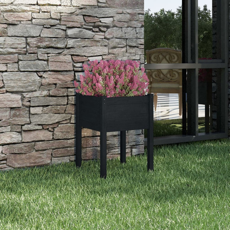 Alasha Wood Planter Box, Black, 70cm H x 50cm W x 50cm D