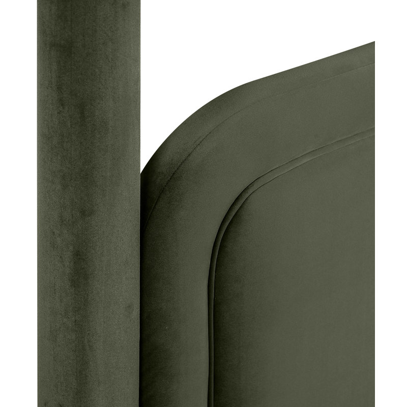 Lit tapissier Salina, Velours vert, Simple