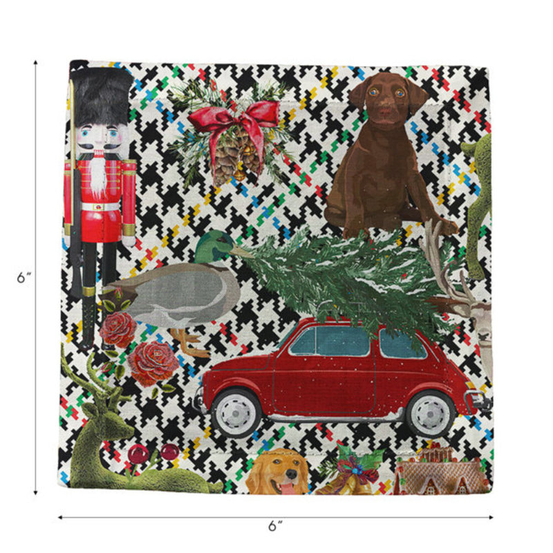 Ultimate Christmas Cotton Sateen Cocktail Napkins, Multi Plaid