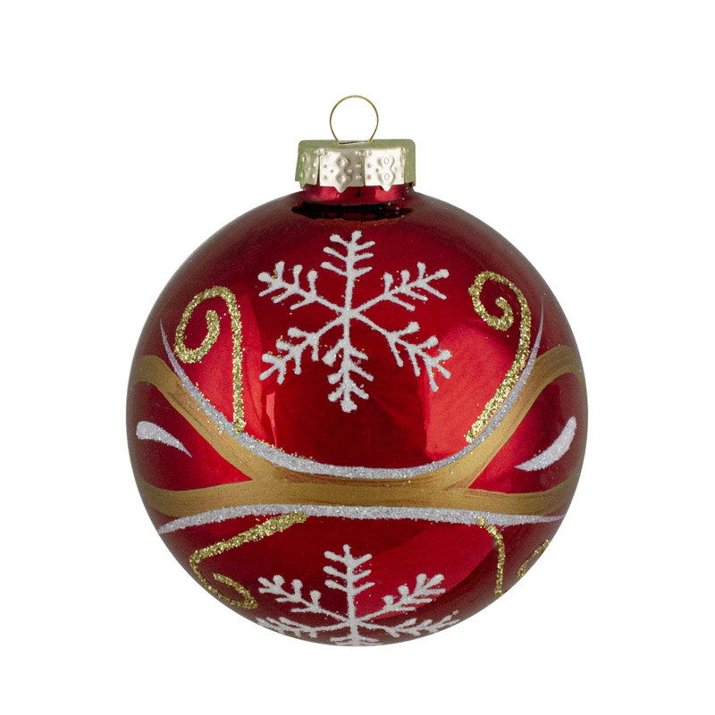 Ornement boule de Noël suspendue en verre rouge et or