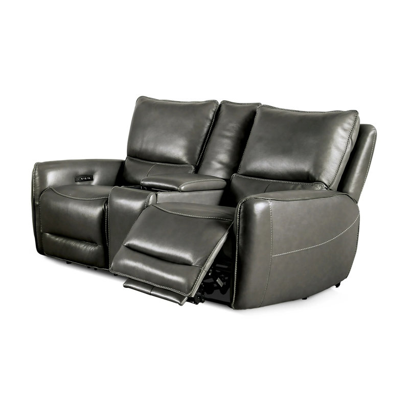 74.4" W Transitional Power Loveseat, Gray, Gray
