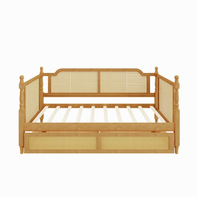 Traditional Style Rattan   Daybed With 2 Drawers For Limited Space