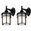Lanterne murale d'extérieur en verre givré noir H 6,5 po Burvale