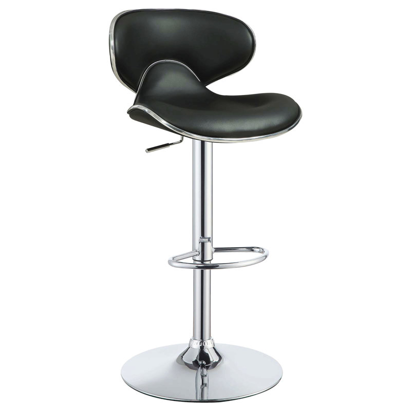 Tabouret de bar réglable noir et chrome, ensemble de 2