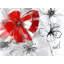Fleurs rouges et grises sur toile