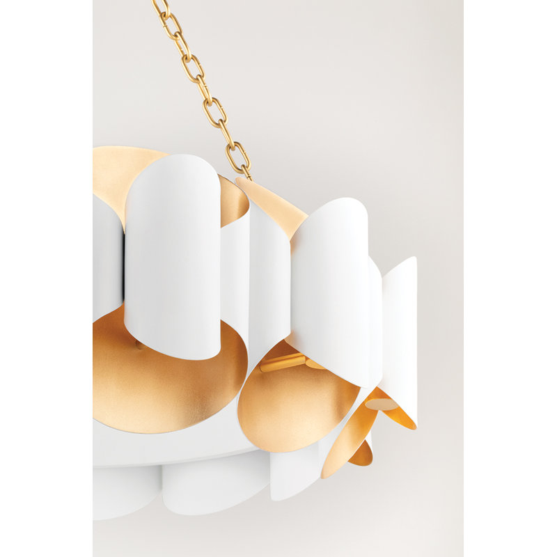 Banks 12 - Light Chandelier, Gold Leaf/White