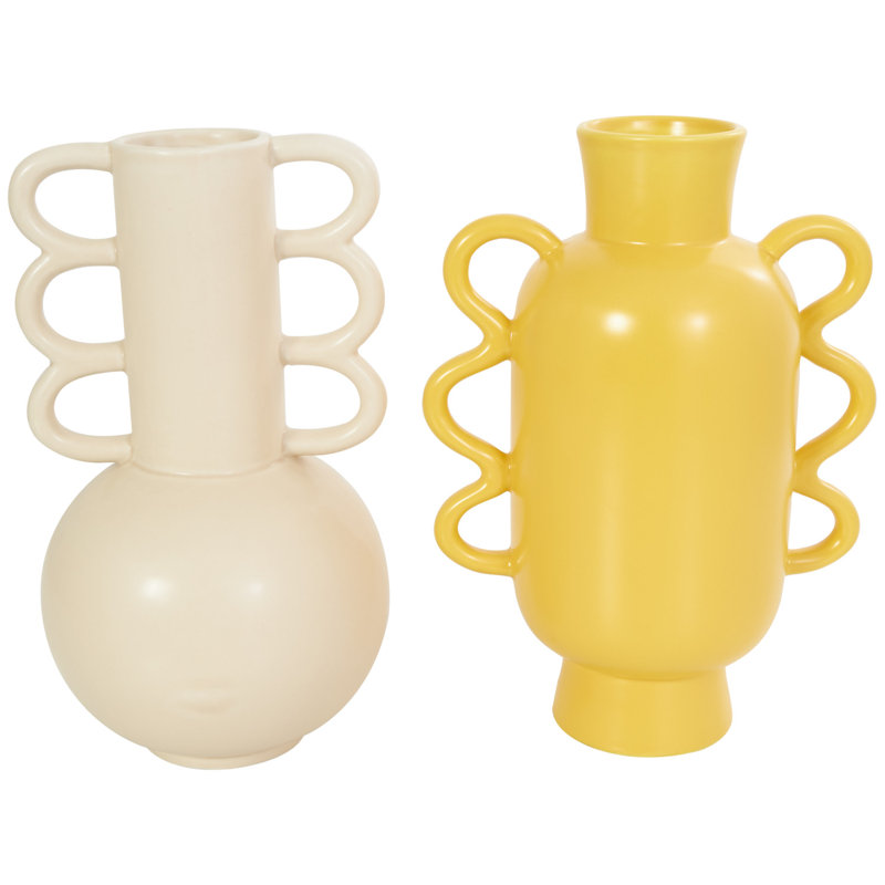 Edicott 11'' Dolomite Table Vase, Cream/Yellow