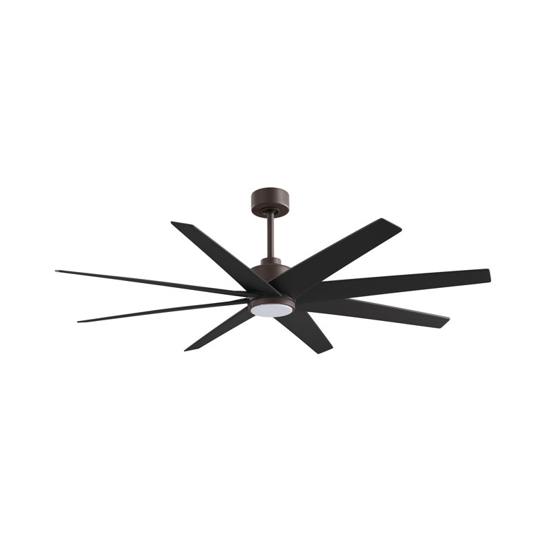 Ariella - Eight Blade Ceiling Fan - Integrated LED - Matte Black Finish - Matte White Blades, Textured Bronze, Matte Black