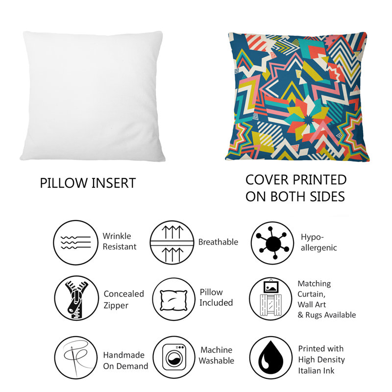 Coussin décoratif multicolore à motifs géométriques rétro I-1