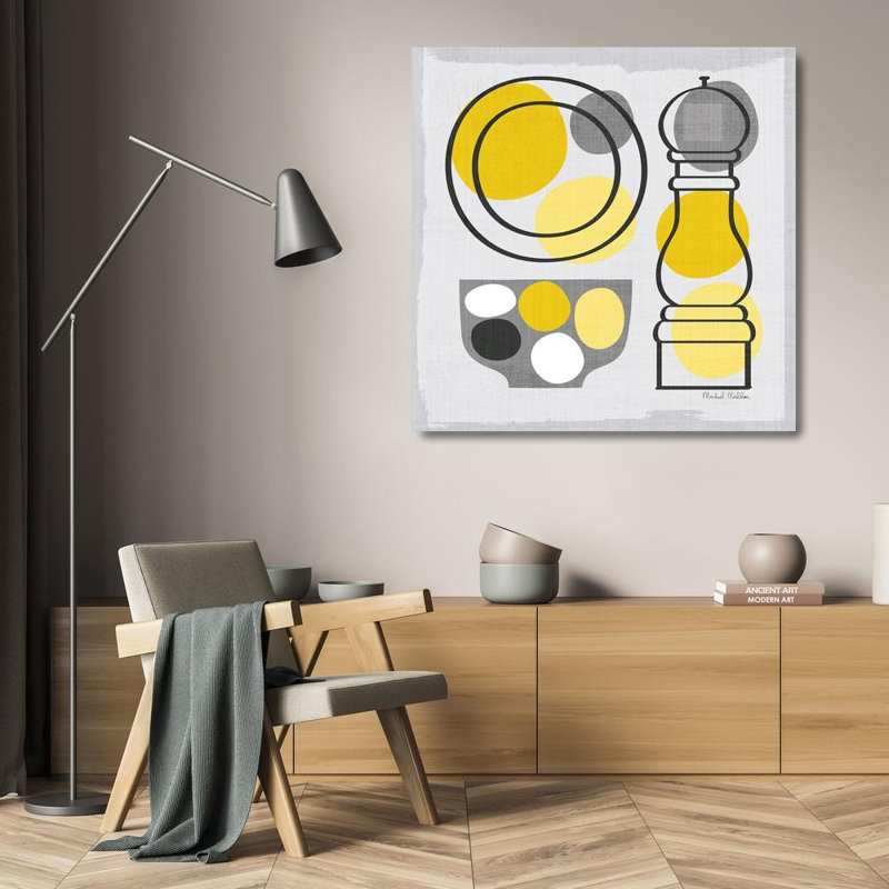 George George Mullan, galerie d'art sur toile tendue Michael, titrée: Modern Kitchen Square II - jaune, H 20 po x l 20 po