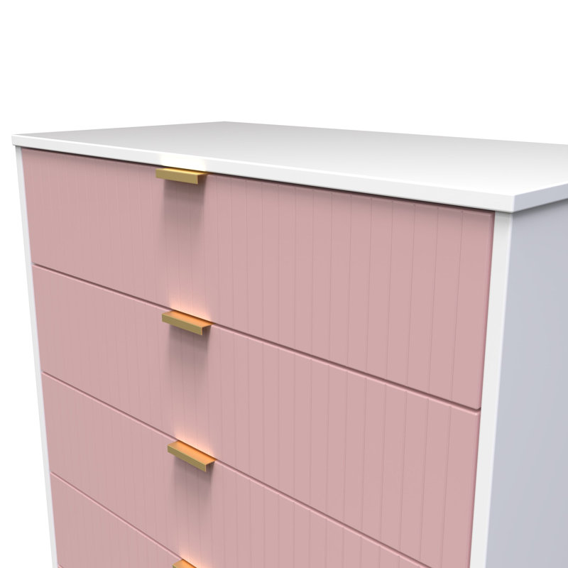 Beranda 77 cm W Chest of 5 Drawers, Kobe Pink/White
