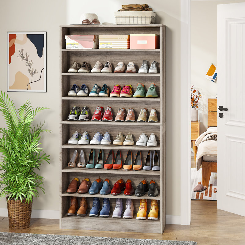 Teneya 35 Pair Shoe Storage Cabinet, Gray Wash
