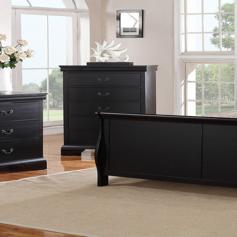 Élégante chambre à coucher avec commode 1 pièce et tiroirs de couleur noire