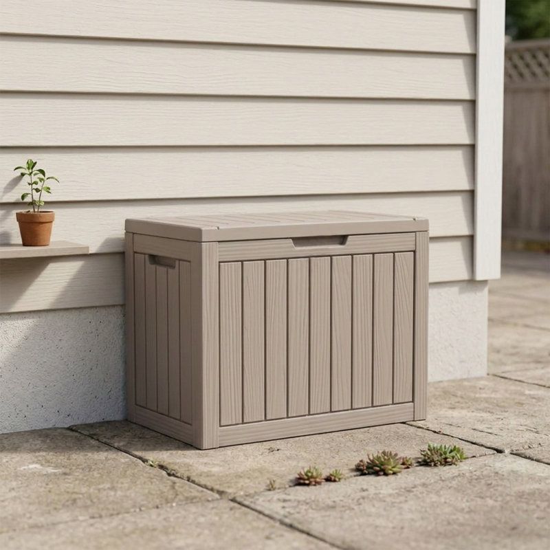 Boîte de terrasse verrouillable en résine résistante à l'eau 50 gallons Decksplore, Gris