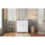 Meuble-lavabo de 30 po avec lavabo en céramique, meuble-lavabo à cadre en bois massif avec tablette réglable, tiroir avec cloison, pieds en bois massif-1095995073