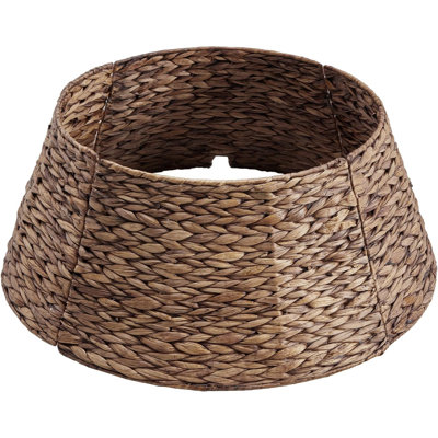 Collier de sapin de Noël de 61 cm (24 po) pour sapins de 1,2 à 2,1 m (4 à 7 pi), en rotin jacinthe tressé à la main, 4 panneaux avec cordon, pour décoration de Noël
