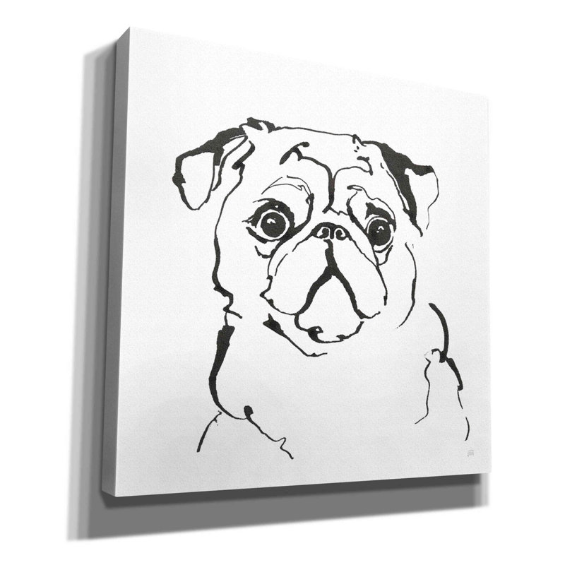 «Line Dog Pug I» par Chris Paschke, estampe numérique sur toile, H 12 po x l 12 po x P 0,75 po