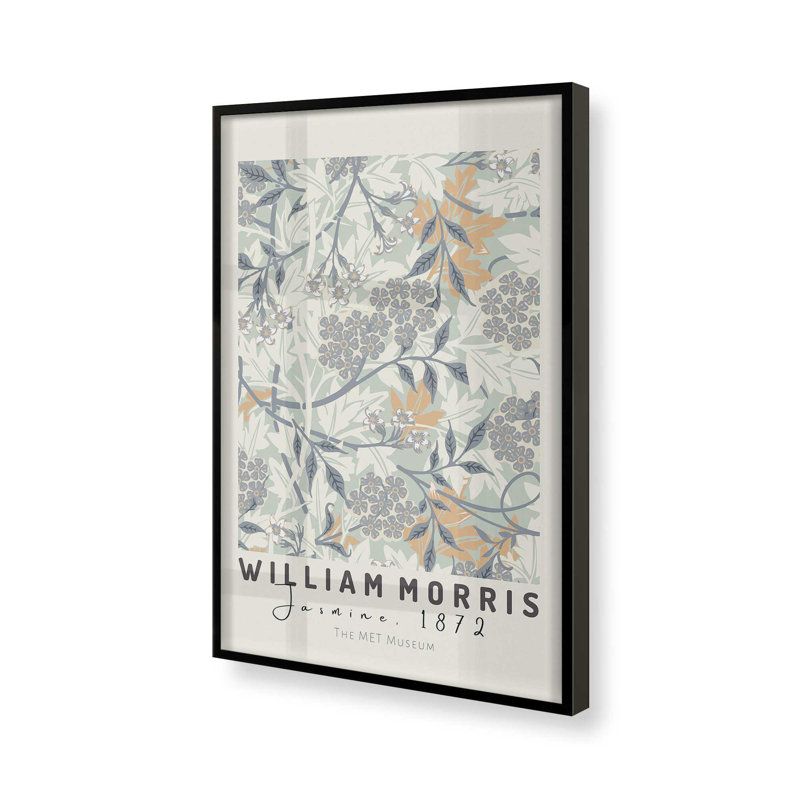 «Beige Jasmine» par William Morris, reproduction, Cadre photo noir simple, H 17 po x l 13 po