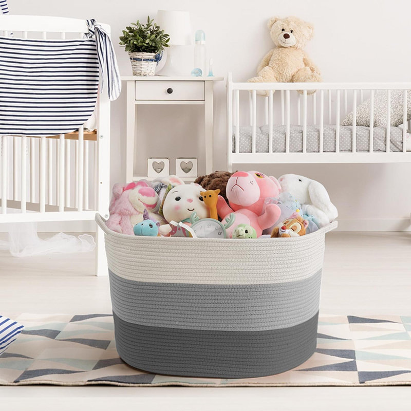Laundry Basket, Large Blanket Basket For Toys & Clothes, 55X35cm 68L Foldable Hols Shape Wel, Colours Suit Neutral Decor Laundry Hamper For Living Room Bedroom