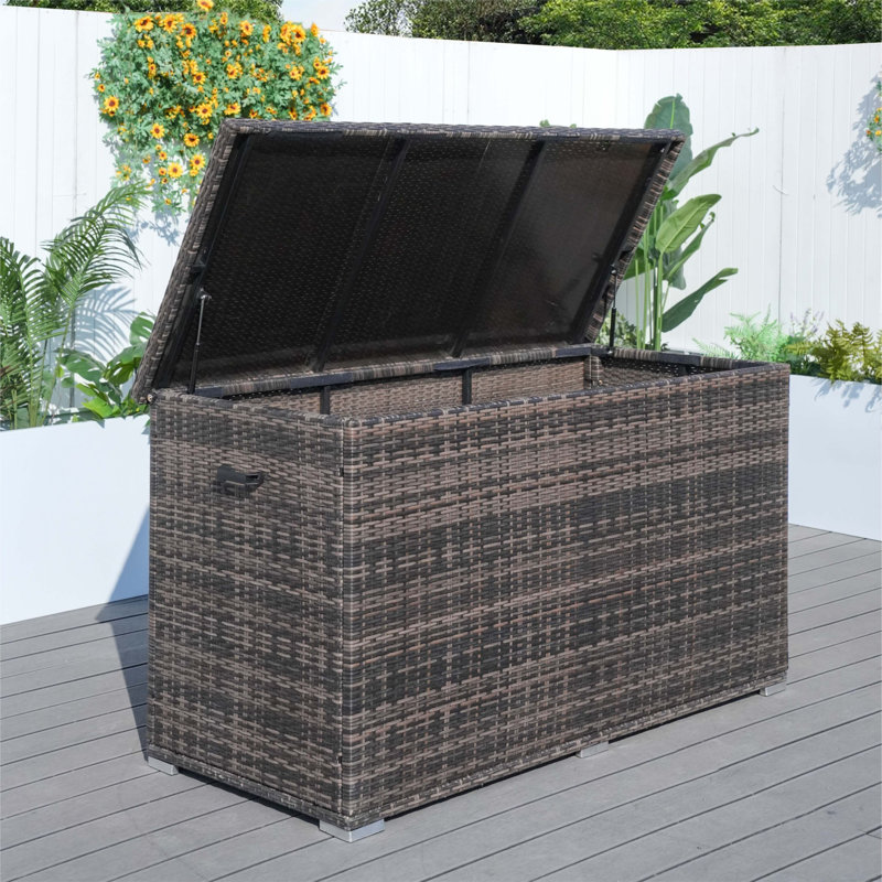 1000 L Rattan Garden Storage Box, Brown