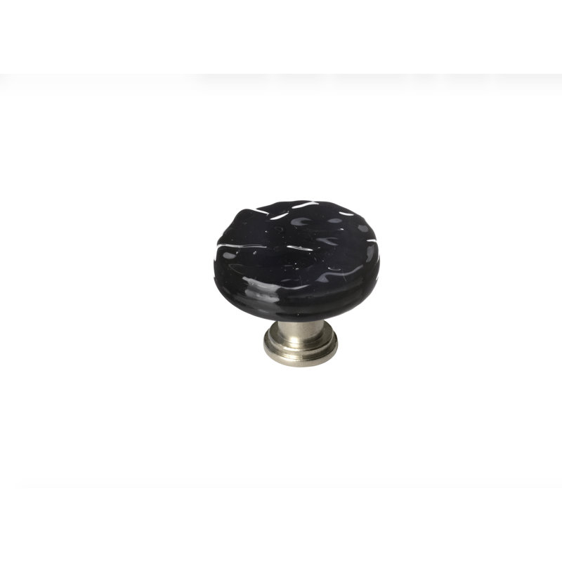 Glacier 1 1/4" Length Square Knob, Round, Satin Nickel, Black