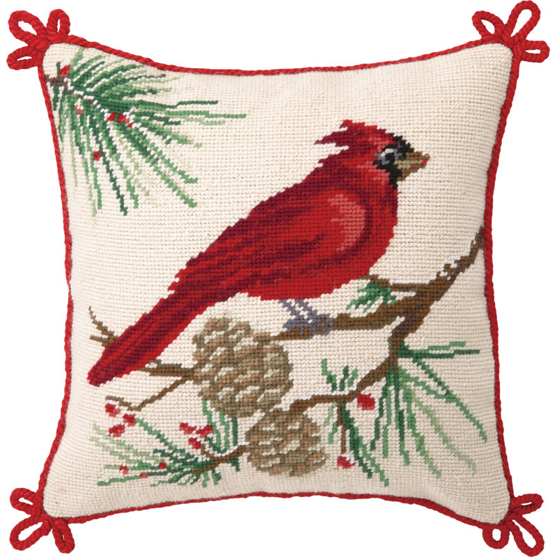 Needlepoint Wool Throw Pillow