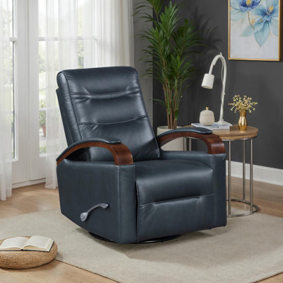 Selkirk 31.5" Modern & Contemporary Breathable Faux Leather Swivel Glider Reclining Chair with 360-Degree Swivel, Gentle Gliding Motion & Solid Rubbe by Latitude Run