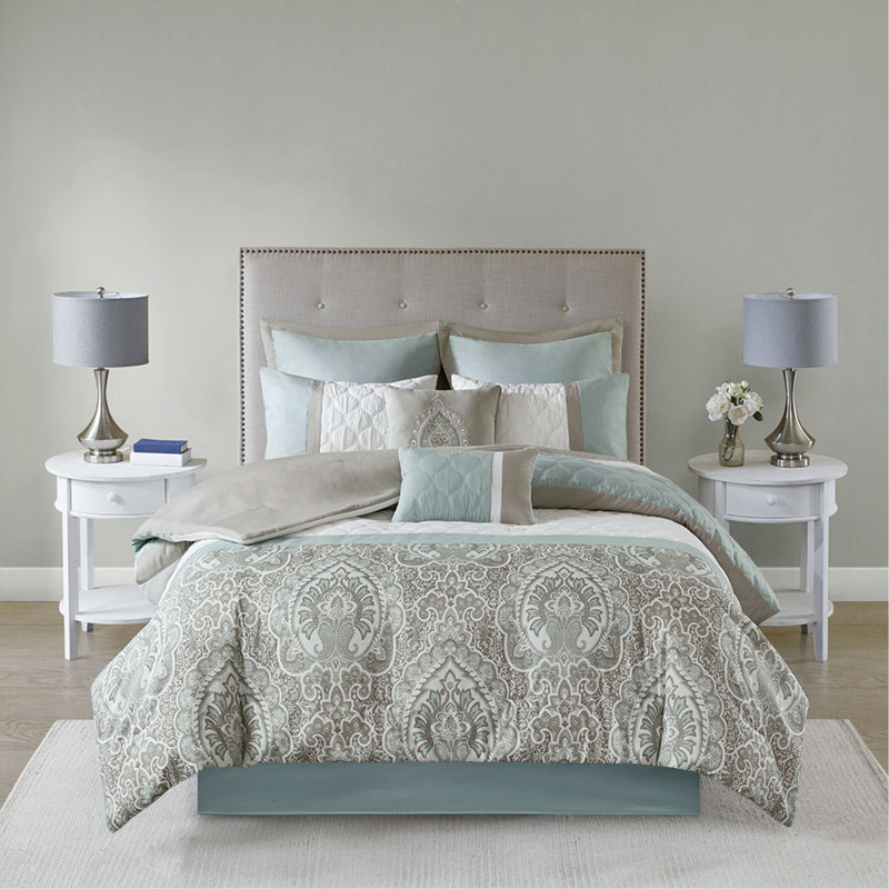 Ensemble d'édredon grand 8 pièces, Écume de mer, écume de mer, Édredon grand + 7 articles supplémentaires