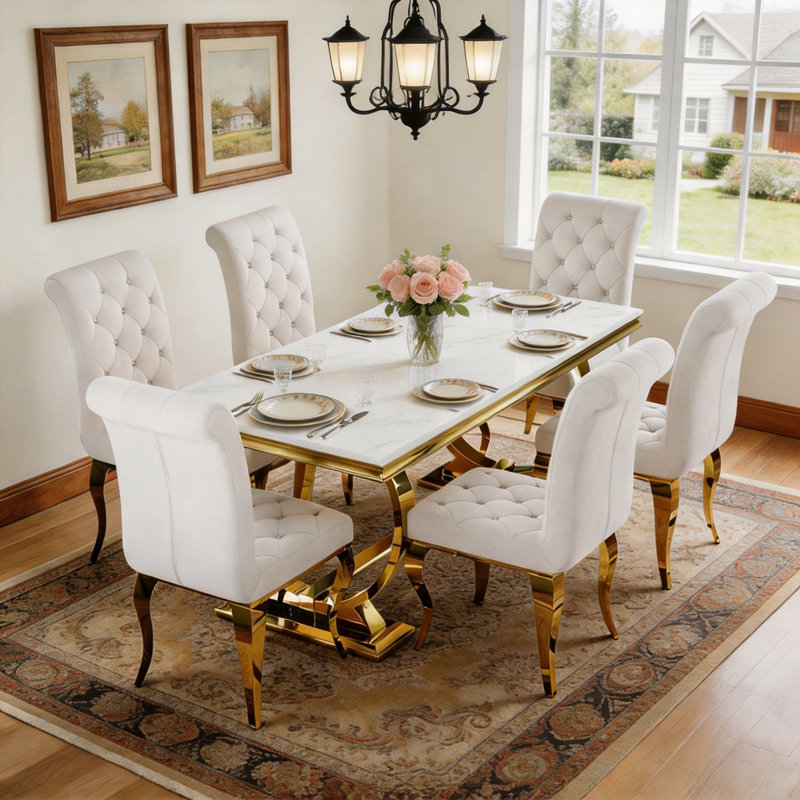 Kinna Dining Chair, Blanc, Or