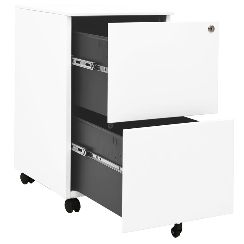 39cm Wide 2 -Drawer Mobile Steel File Cabinet, White