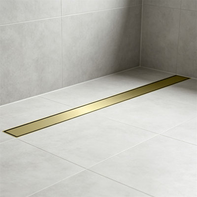 Drain de douche linéaire 40 po avec crépine Drain de plancher rectangulaire en acier inoxydable avec pieds niveleurs