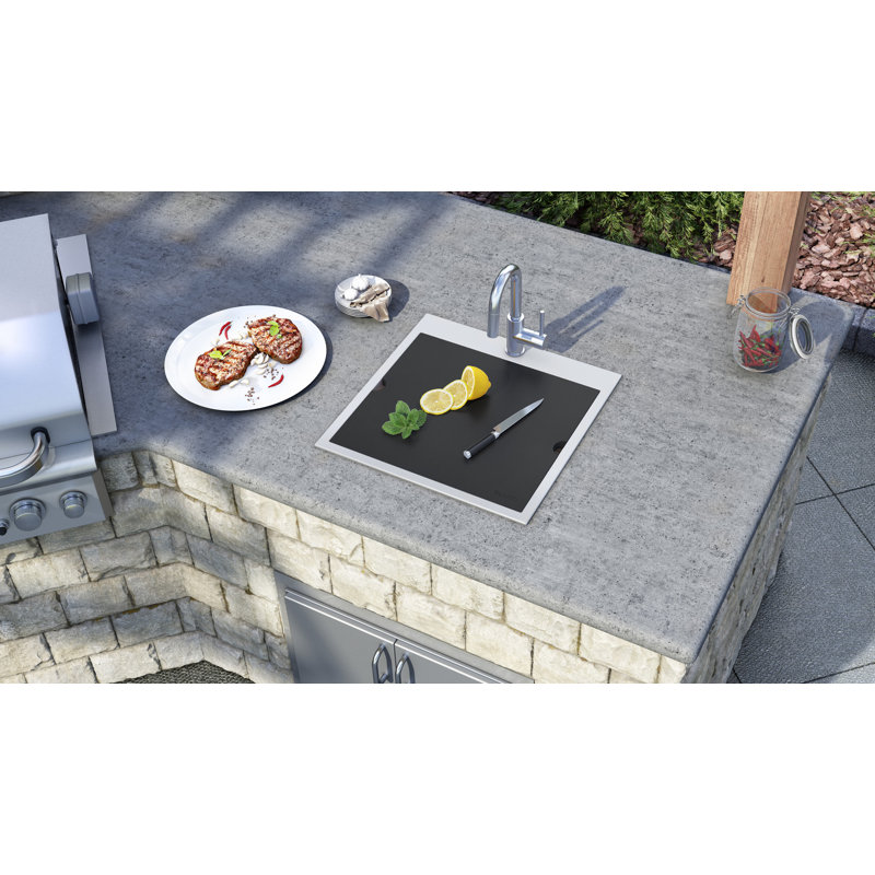 Workstation Marine Grade Topmount 21" L x 20" W Drop-In Kitchen Sink with Sink Grid and Drain Assembly