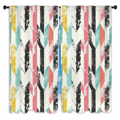 Rideaux à motif géométrique à motif de chevrons - 2 panneaux