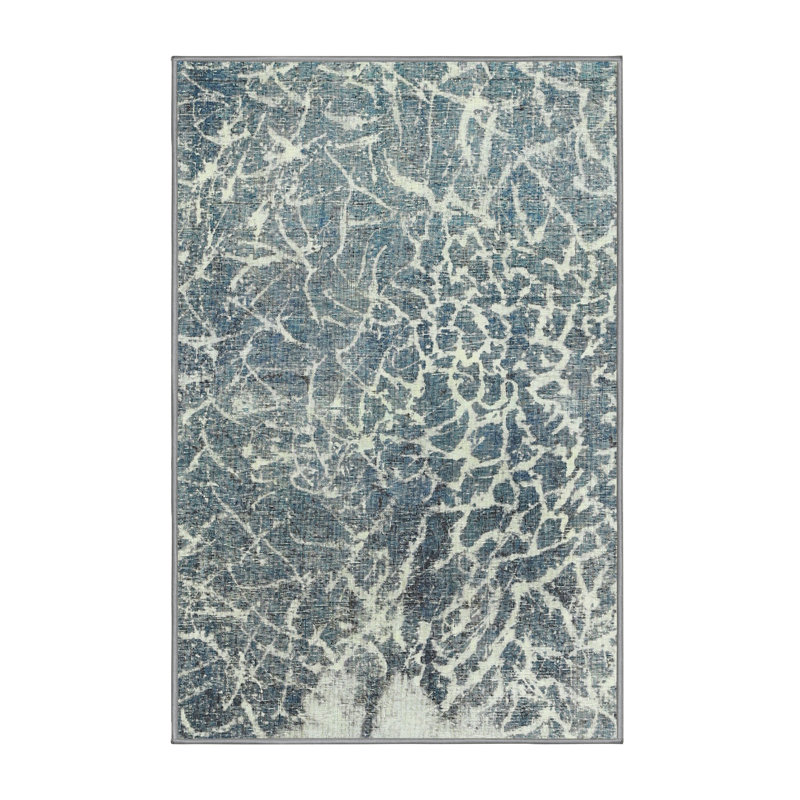 Tapis contemporain gris / blanc, Rectangle 8 pi x 10 pi