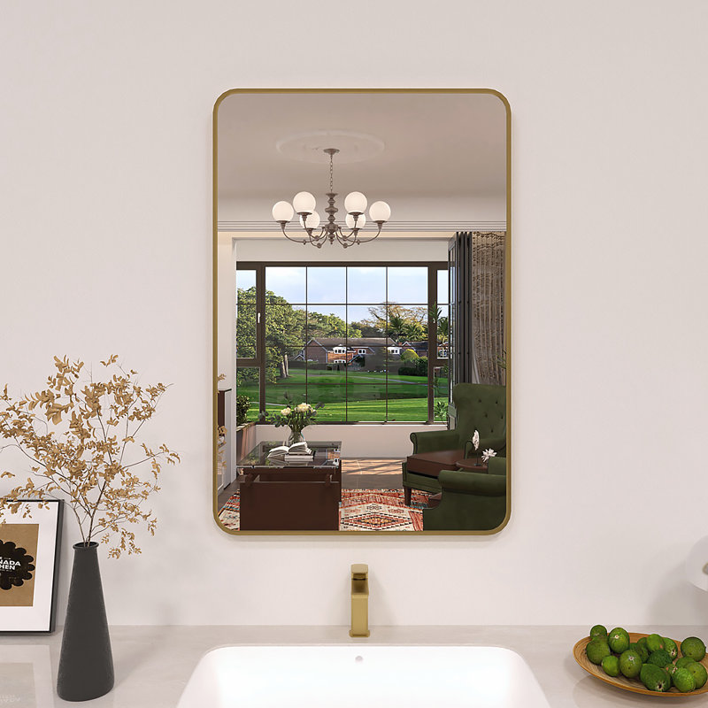 Miroir de salle de bain mural Lucha, Doré, 24 po x 36 po