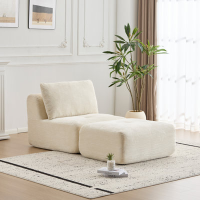 Chaise longue modulaire avec mousse à mémoire de forme haute densité et tissu en velours côtelé adapté aux animaux de compagnie