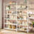 Grijalva Corner Bookcase And Bookshelves Double Wide Bookshelf, Large Etagere Bookshelf Open Display Shelves With Metal Frame For Living Room Bedroom Home Office-702216441-675727816