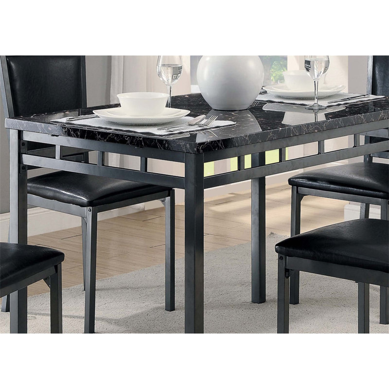 Ensemble de salle à manger pratique de 5 pièces avec plateau en faux marbre et quatre chaises d'appoint pour des espaces de repas confortables