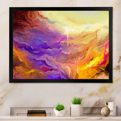 Impression sur toile «Purple Vibrant Ink Storm» - cadre flottant