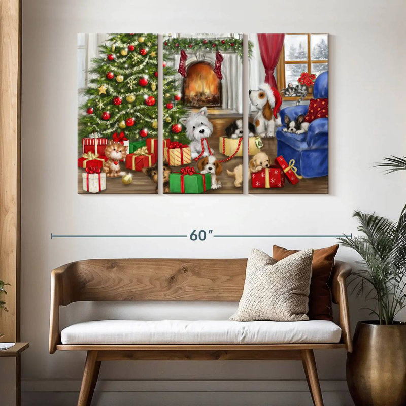 Chiens et chats de Noël Lelend, H 32 po x l 50 po