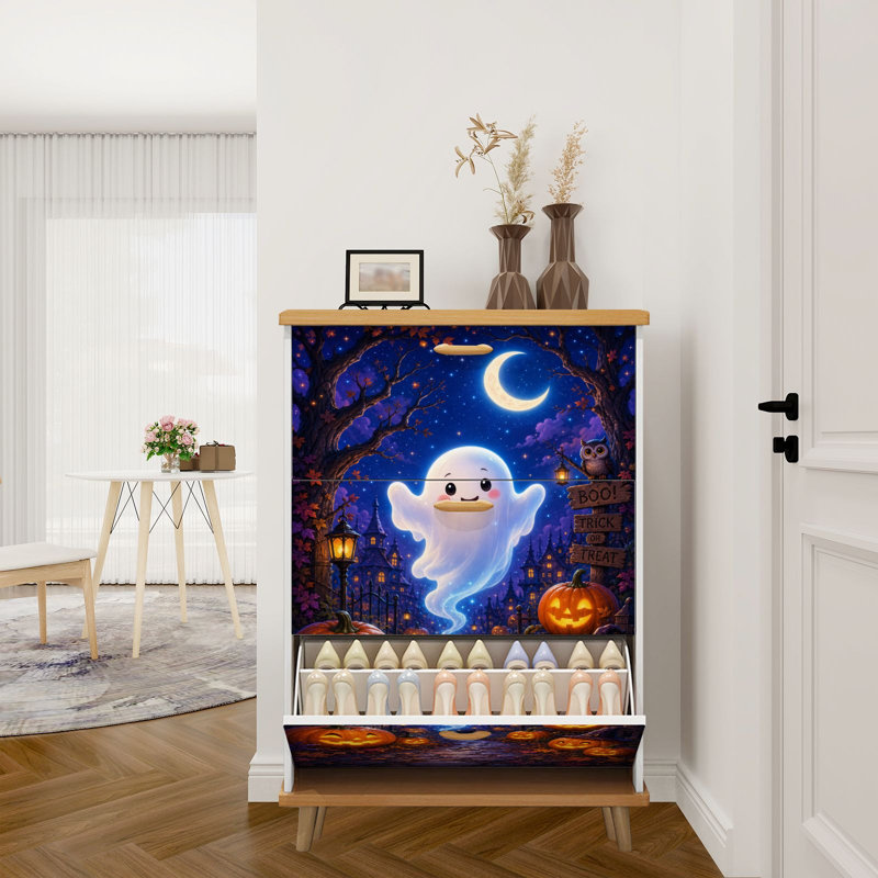 Armoire de rangement pour chaussures avec 3 tiroirs rabattables pour citrouilles lumineuses