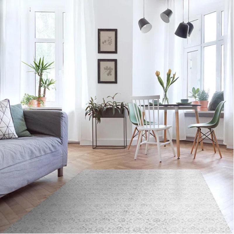 Agra Area Gray Easy to Clean Vinyl Mat, Rectangle 6 pi x 9 pi