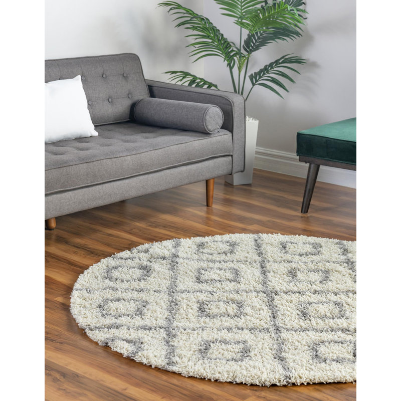 Aurin Geometric Indoor Rug, Round 7'10"