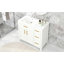 Meuble-lavabo 36 po avec comptoir d'évier, meuble-lavabo avec deux portes et trois tiroirs, bois massif, panneaux de fibres à densité moyenne, un paquet