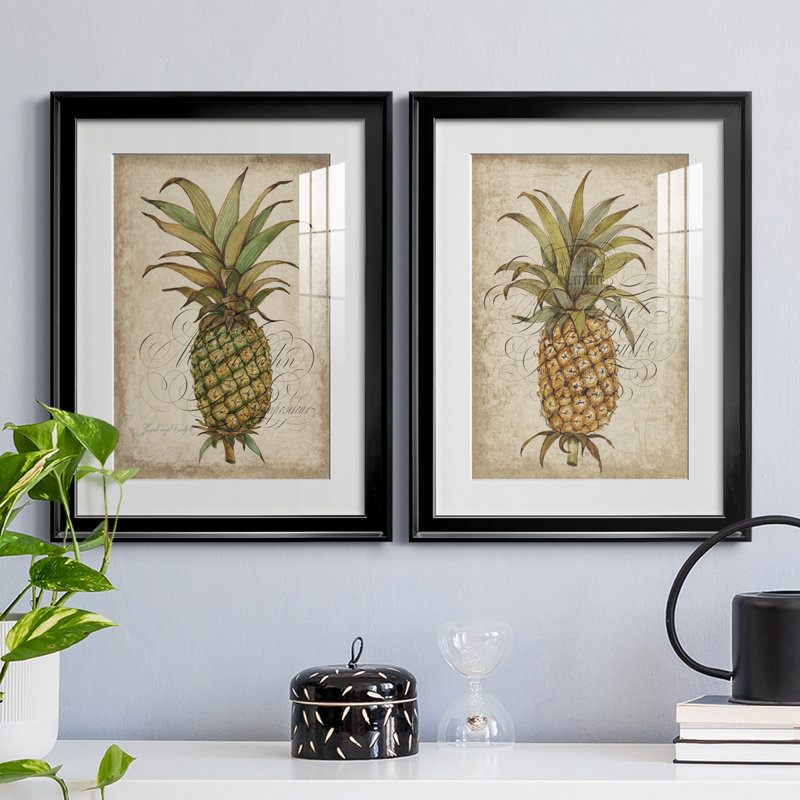 «Pineapple Study I», ensemble de reproductions d'art sur papier encadré, H 30,5 po x l 22,5 po x P 1,25 po, Cadre noir