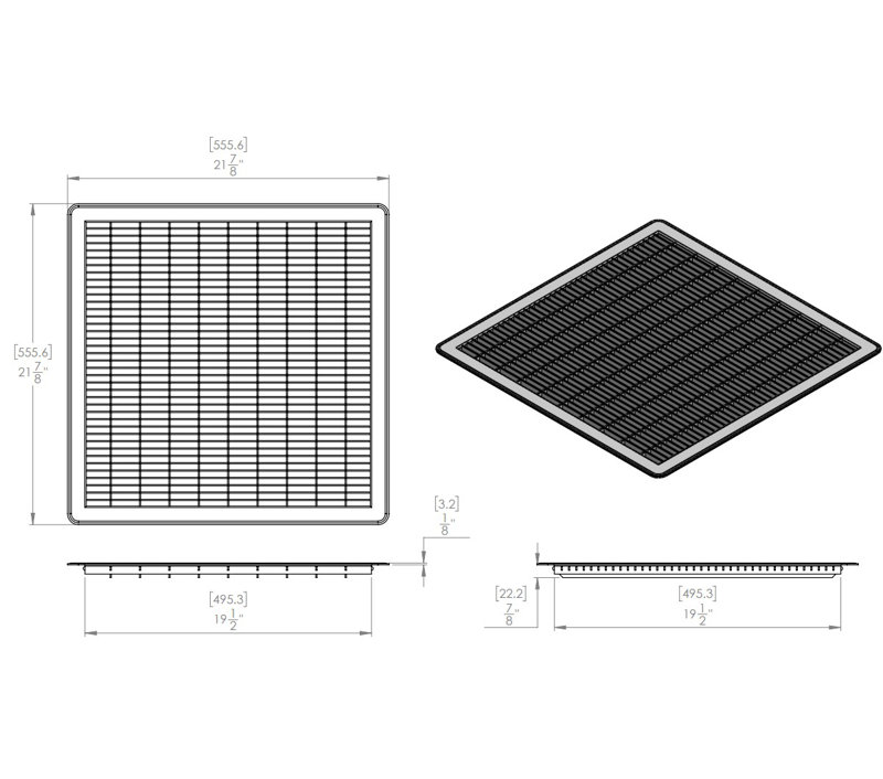 Retour de plancher blanc épais, H 0,875 po x L 20 po x l 20 po
