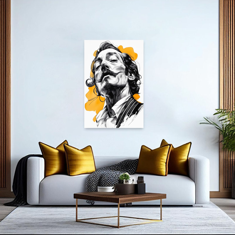 «Bold Mustache Man», art dramatique élégant, H 60 po x l 40 po
